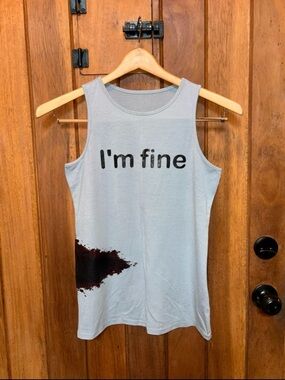 Halloween I'm Fine Graphic Tank Top - Light Gray